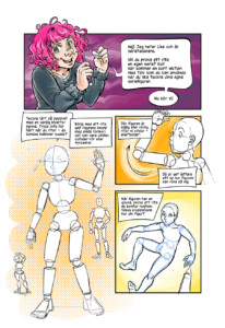 Utdrag ur serien "Teckna en figur!" från serieantologin "Serieboken" (En bok för alla, 2018).