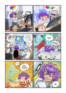 Under pandemin fick jag ett hemma-vistelsestipendium av Illustratörcentrum för att lära mig mer om färg. Jag gjorde en kort serie om processen.